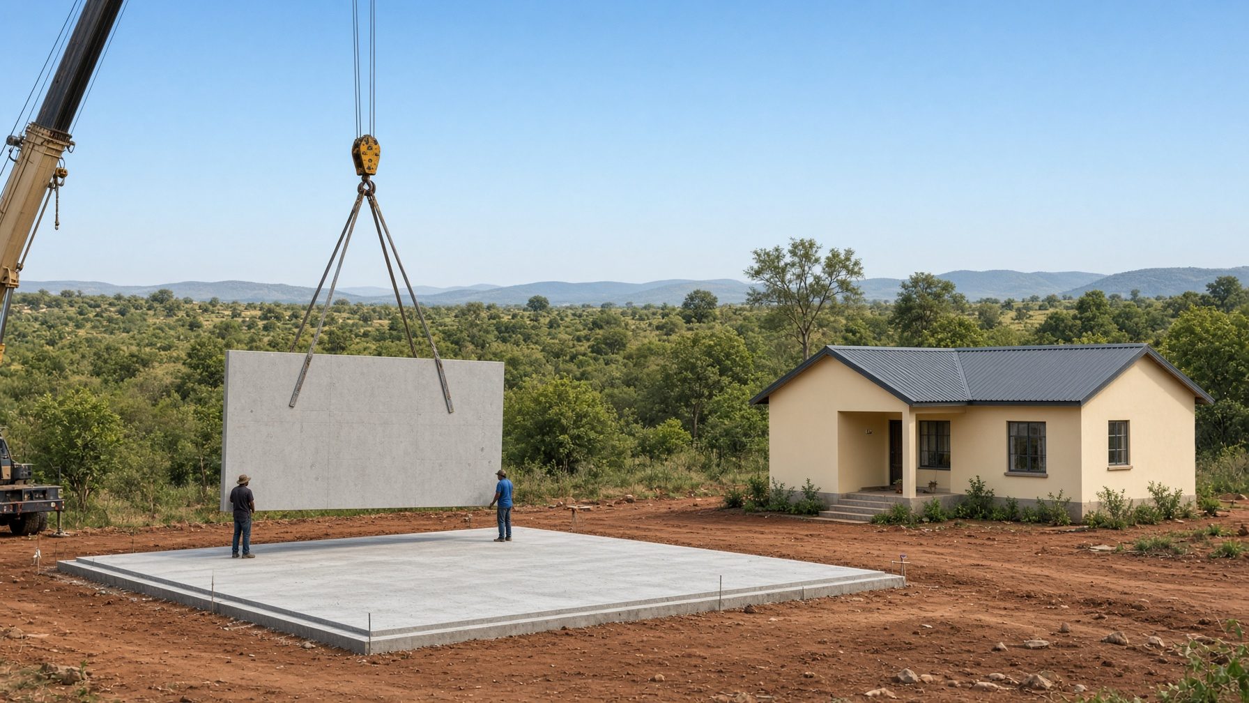House components being installed on a prepared slab — design inspiration